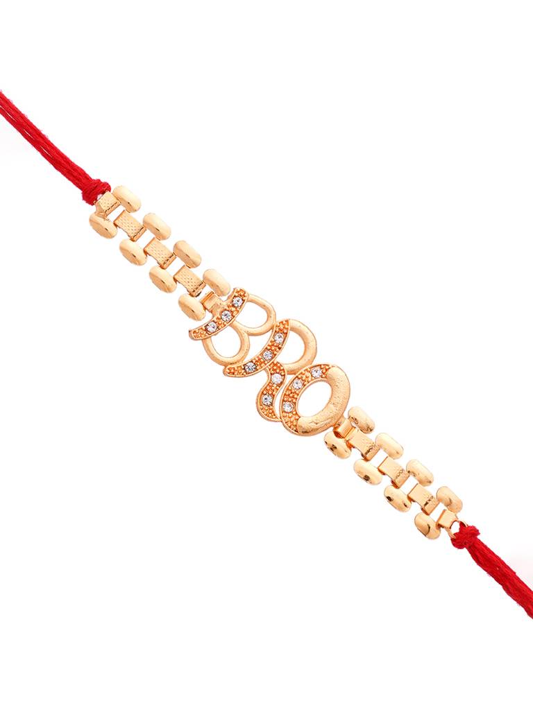 Bro A Gem Embellished Gold Tone Rakhi : 8905124461725