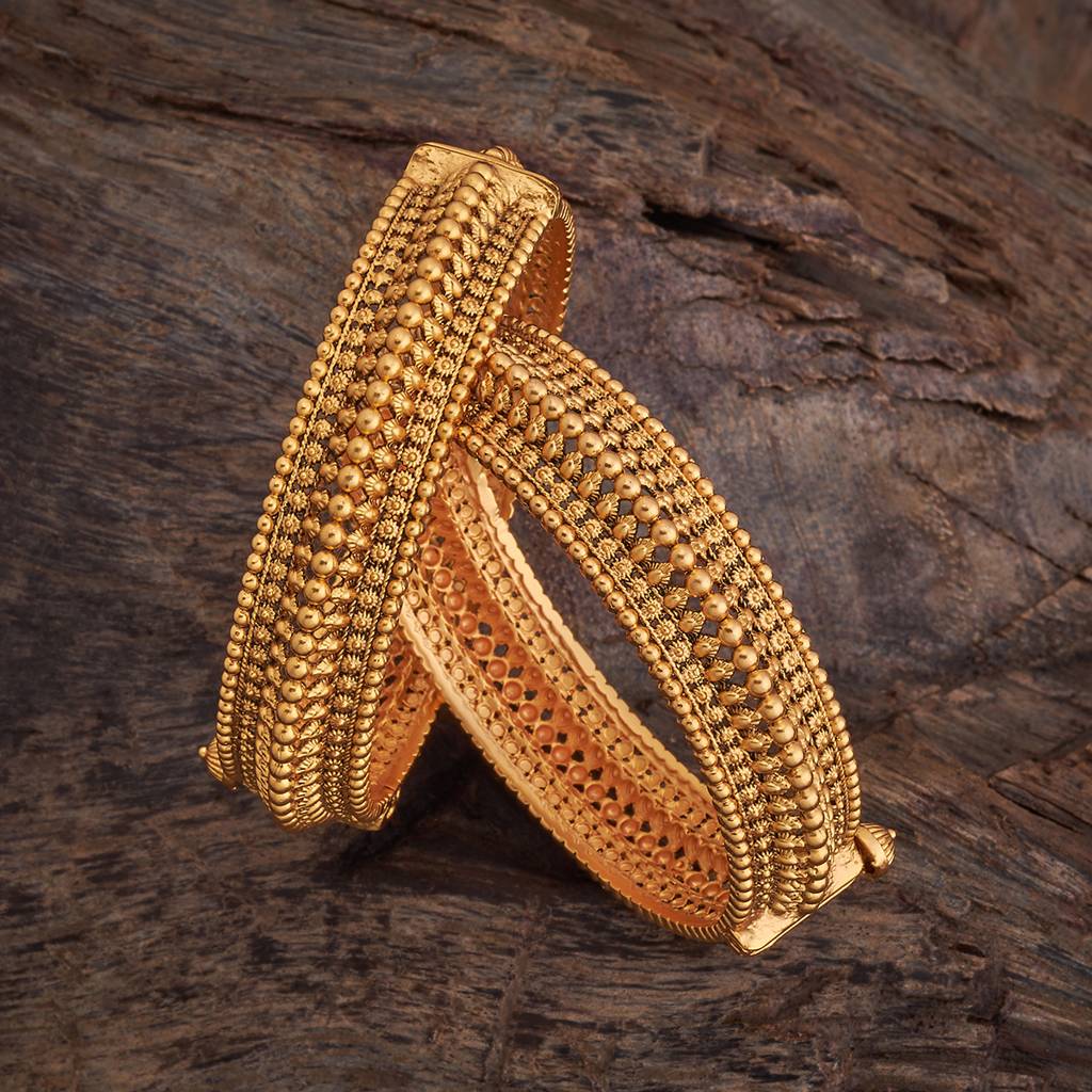 Kushal'S Fashion Jewellery Gold Gold-Plated Ethnic Antique Bangle-177772 : 426063