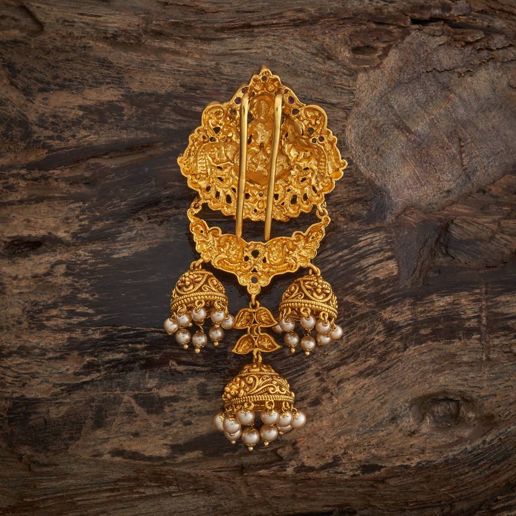 Kushal'S Fashion Jewellery Ruby Gold-Plated Ethnic Antique Hair Brooch -185160 : 442017