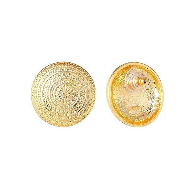 Gold Plated Circular Pattern Stylish & Elegant Stud Earrings For Girls : 298707-2NIGER