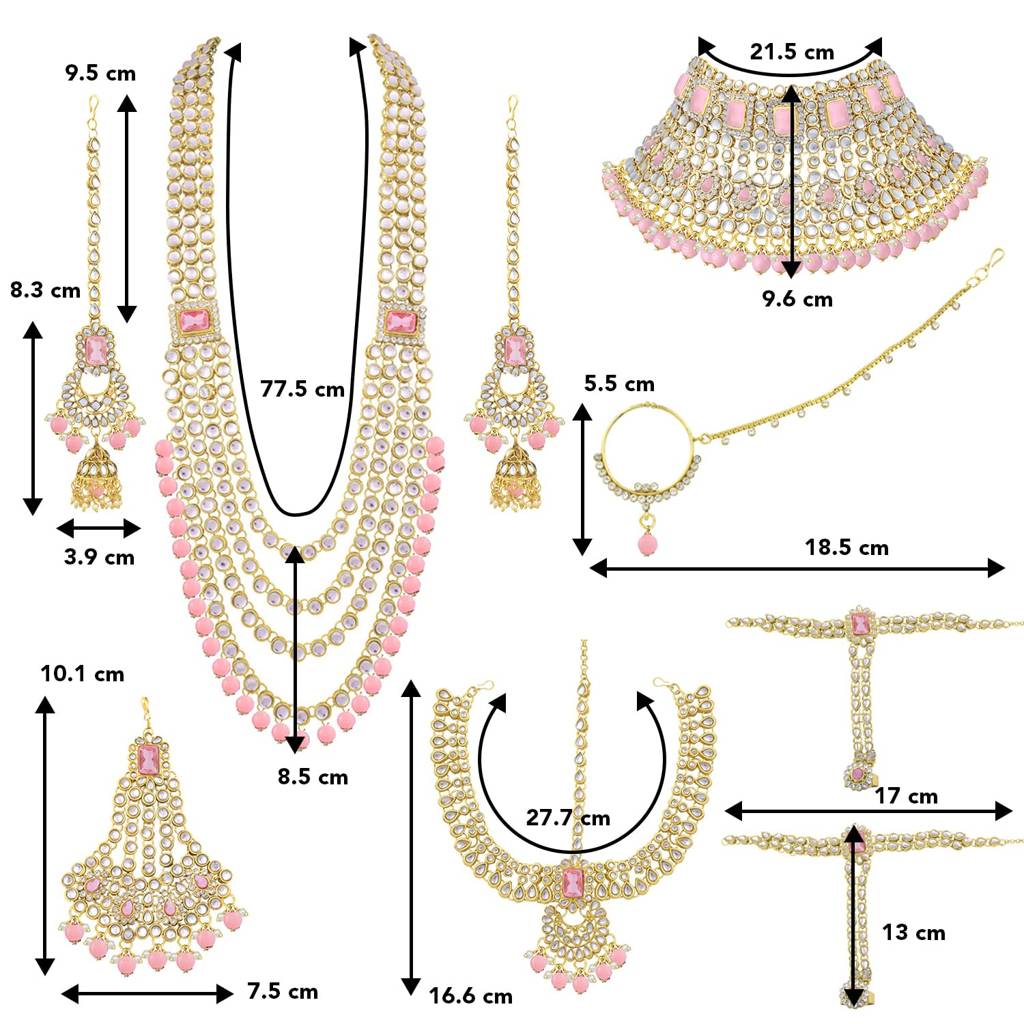 Ethnic Traditional Gold Plated Kundan Studded Dulhan Bridal Jewellery Set With Choker Earrings Maang Tikka Hathph : PF36BR02PK