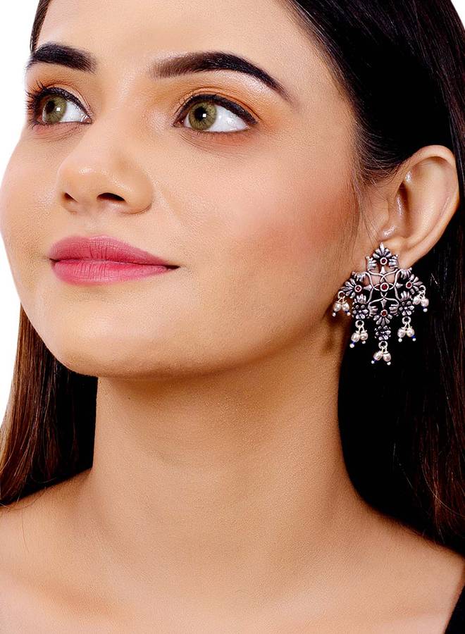 Arabian Nights Antique Oxidized Silver Brass Earrings : 8905124424447