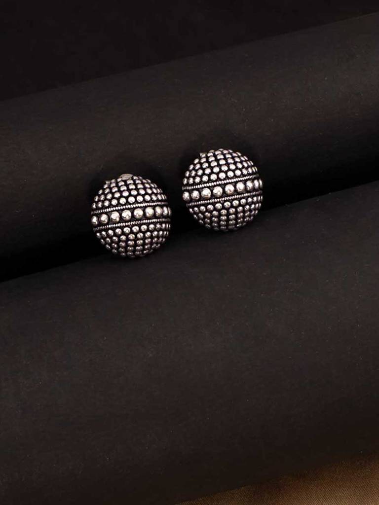 Oxidized Rava Ball Stud Earrings : 8905124136326