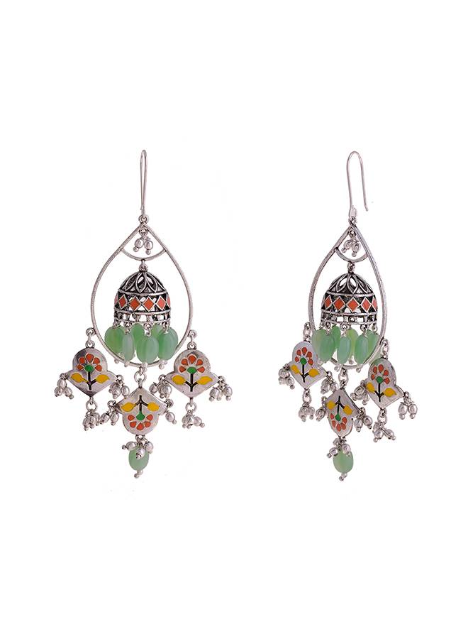 Bagh E Fiza Gul Khile Drop Earrings : 8907617929316