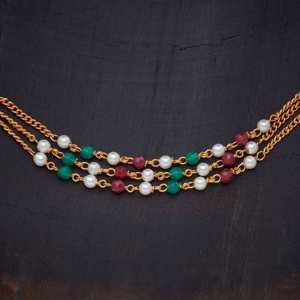 Kushal'S Fashion Jewellery Ruby-Green Gold-Plated Ethnic Antique Chain-142057 : 390142