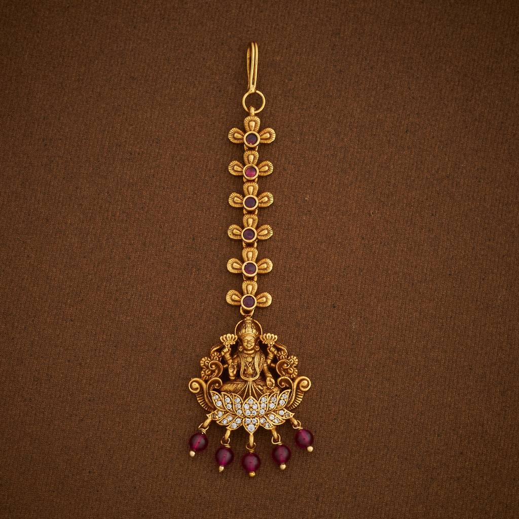 Kushal'S Fashion Jewellery Ruby Gold-Plated Ethnic Antique Maang Tikka -182517 : 435898