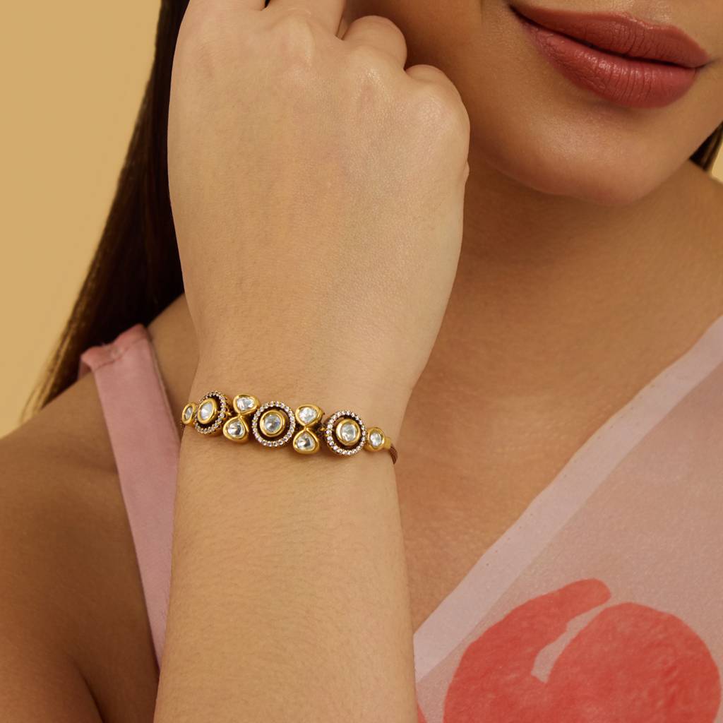 Kushal'S Fashion Jewellery White Victorian-Plated Ethnic Kundan Bracelet-177609 : 425808