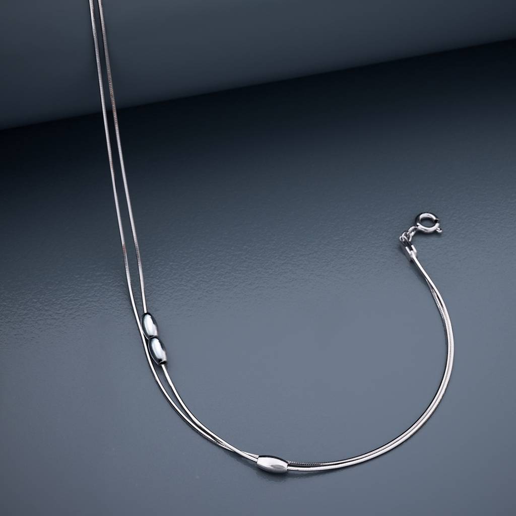 Gold Rhodium-Plated Party 92.5 Sterling Silver Anklet  -448072 : 448072