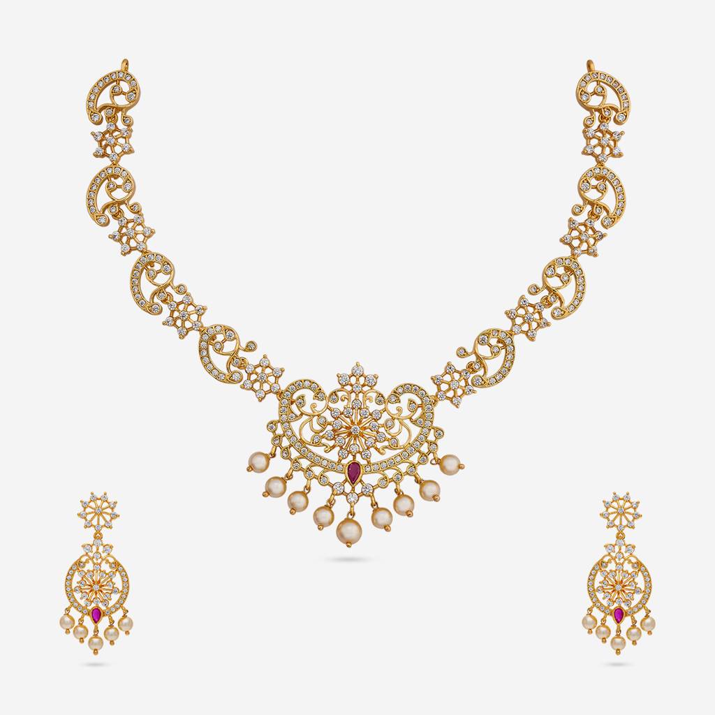 Ruby  Gold-Plated Party Zircon Jewellery Set - 455413 : 455413