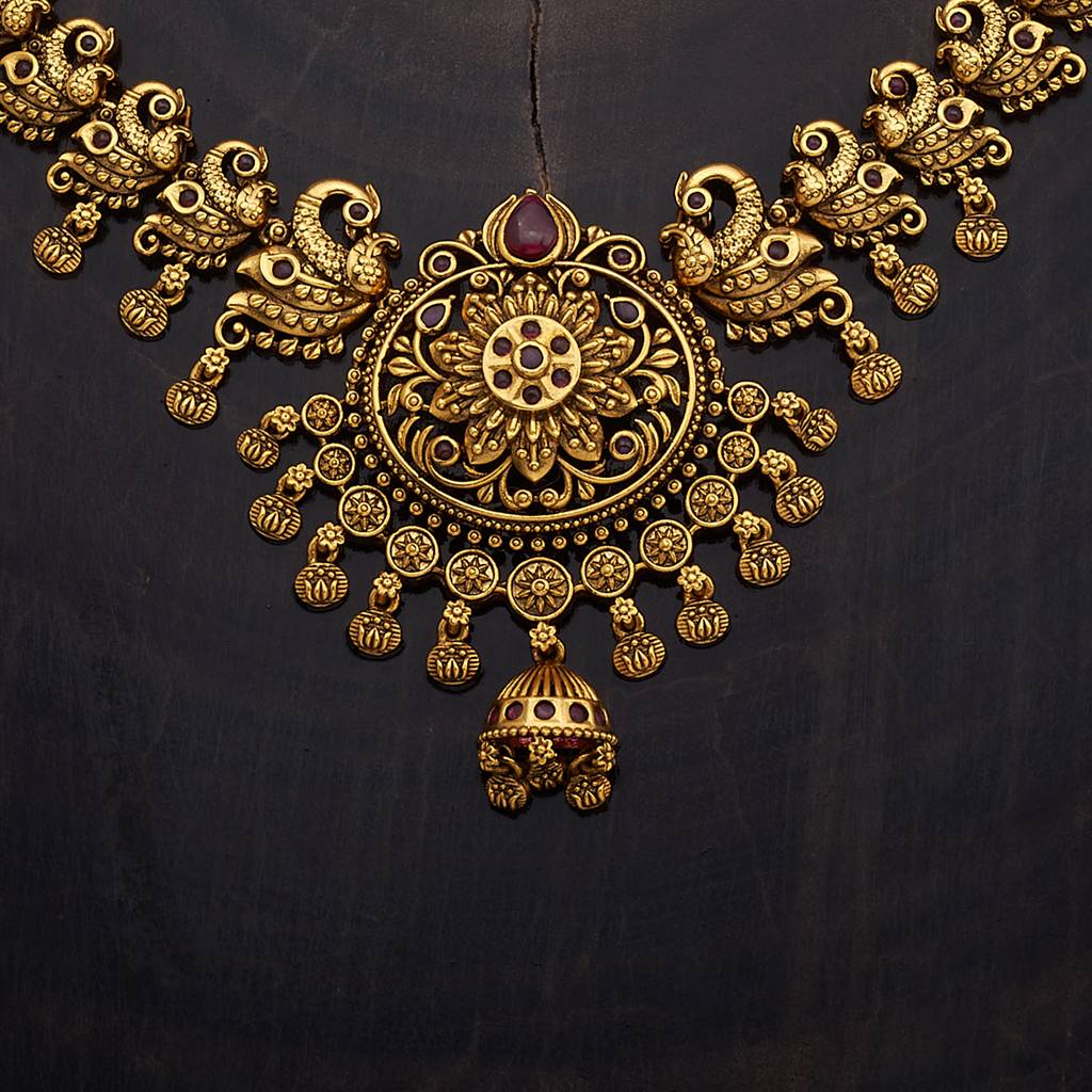 Kushal'S Fashion Jewellery -Plated Ethnic Antique Necklace And Earring Set -169813 : 410019