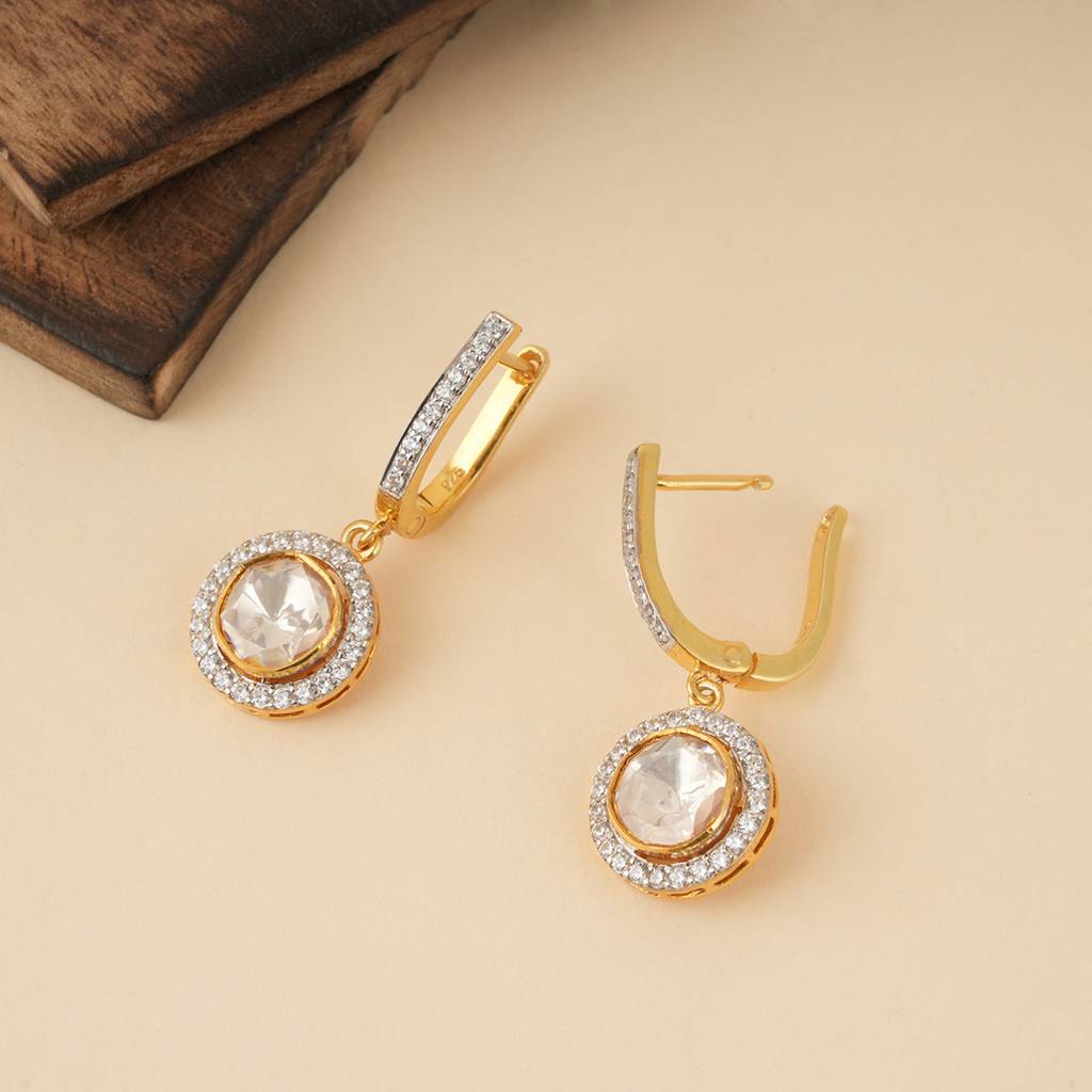 Classic Moissanite Drop Huggie Earrings : SSE873