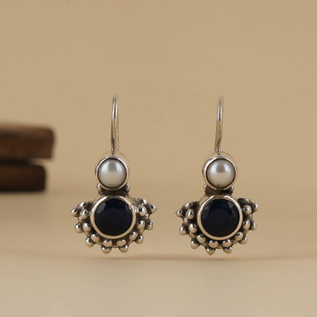 Black & White Silver Earrings For Women : SSE800