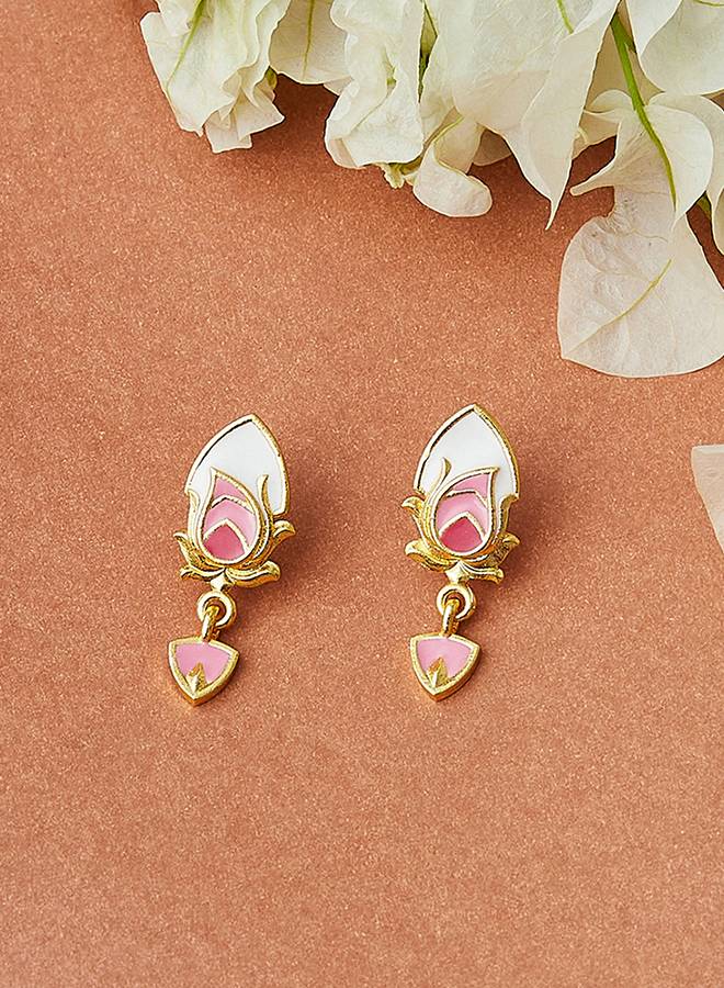Shwet Kamal Lightly Embellished Gold Plated Stud Earrings : 8905124444674