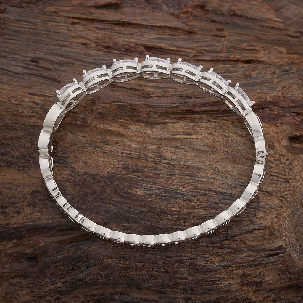 Kushal'S Fashion Jewellery Women White Rhodium-Plated Zircon Kada-178153 : 426719