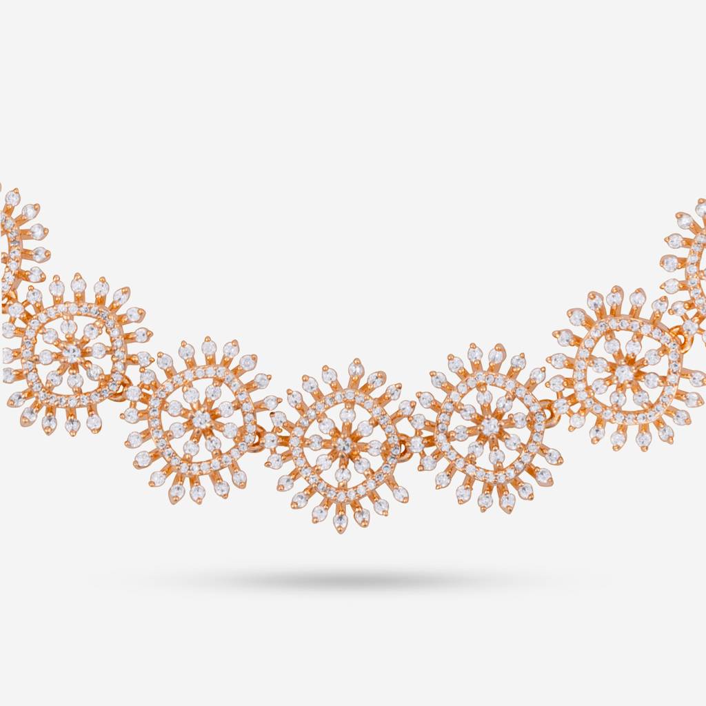 Kushal'S Fashion Jewellery White Gold-Plated Ethnic Zircon Jewellery Set -452130 : 452130