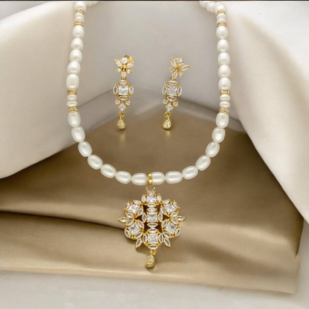 Meena Pearl Necklace Set : JPSEP-24-036