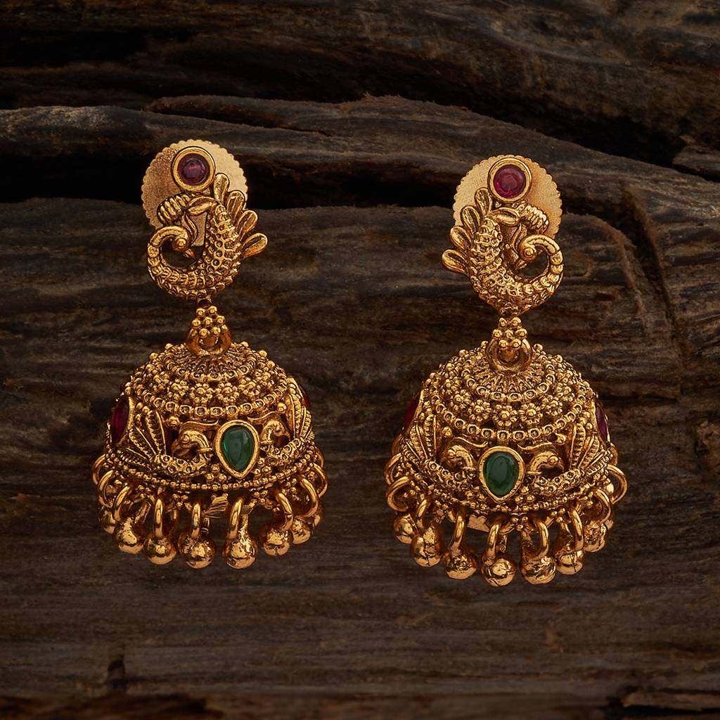 Kushal'S Fashion Jewellery Gold-Plated Ethnic Antique Jhumkas-169534 : 416573