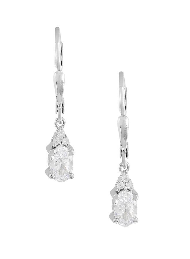 925 Sterling Silver Cz Drop Earrings With White Stone : 8905124441369