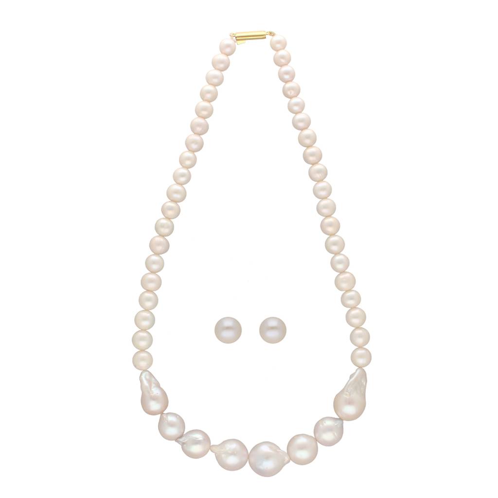 Sri Jagdamba Pearls Falak 1 Line Baroque Pearl Necklaces : JPNOV-23-069
