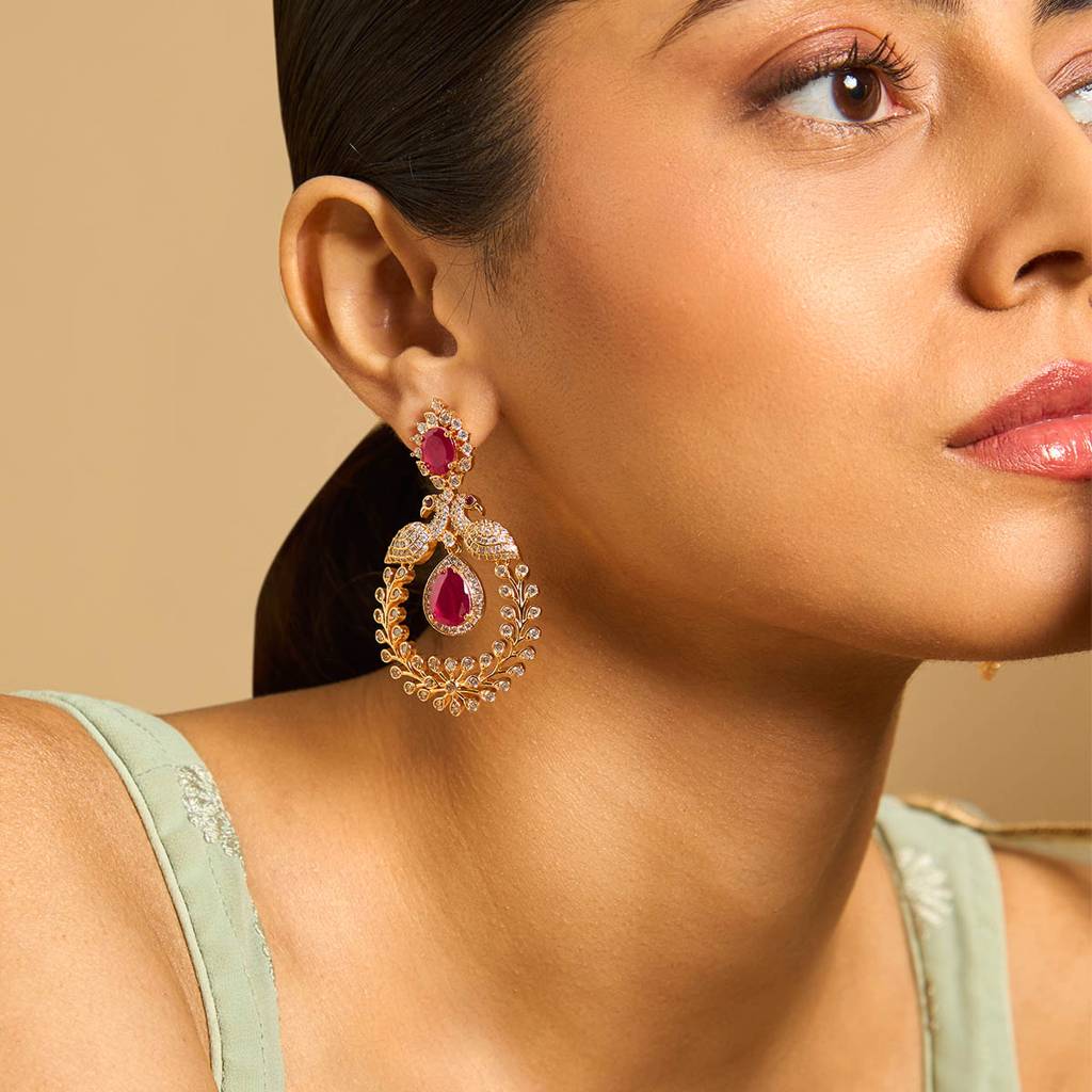 Kushal'S Fashion Jewellery Gold-Plated Bridesmaid Zircon Earring-173951 : 417549