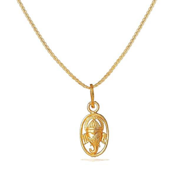 Fashion Jewelry Ganesha Pendant For Men: Gold Plated Spiritual "Vighnaharta Mangala Murthy Lord Ganesha"  : OSAK016-IGPENDANT