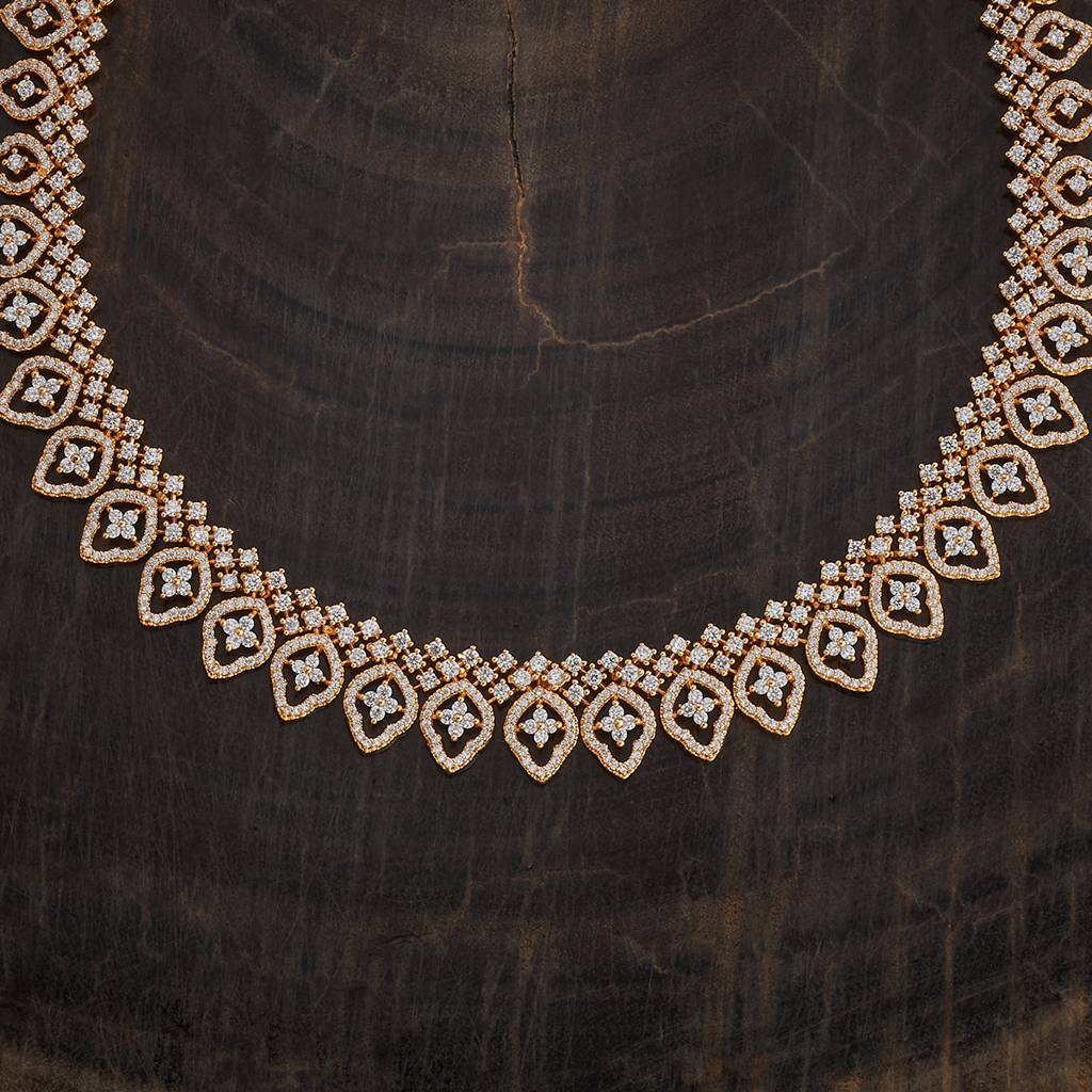 Kushal'S Fashion Jewellery White Gold-Plated Party Zircon Long Necklace-182833 : 436451