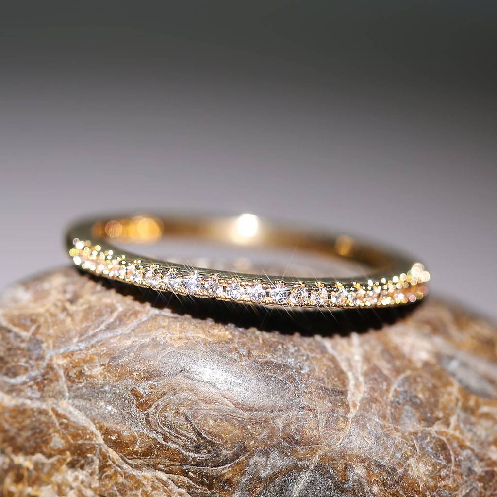 American Diamond Studded Gold Plated Finger Ring Fashion Wear Stylish Jewellery Gift For Girls & Women (Px8R129G-7) : PX8R129G-7