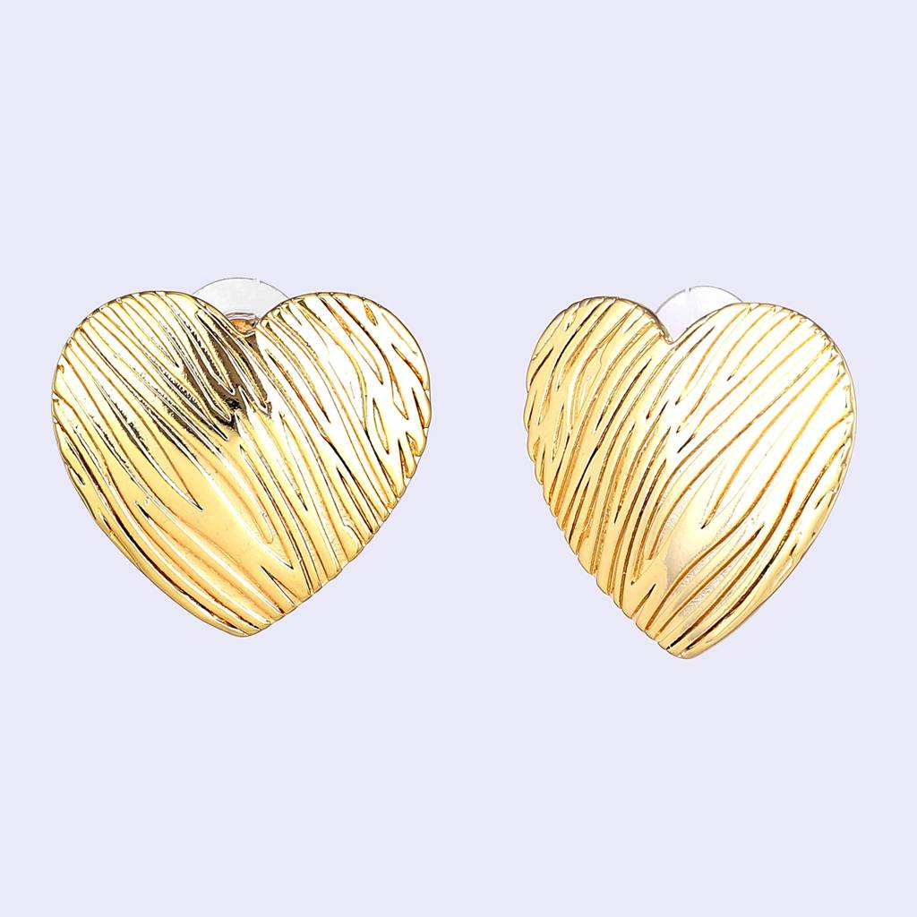 Estele Gold Plated Heart Shaped Sophisticated Demifine Stud Earrings For Girls And Women : 803705-YLER