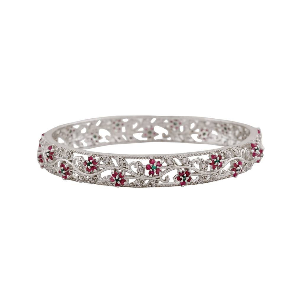 Estele Rhodium Plated Cz Fascinating Bangles With Multi-Color Crystals For Women : AD-011-IRBANGLE