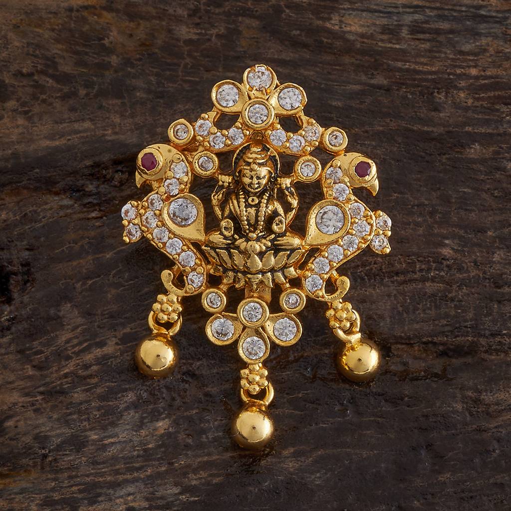 Kushal'S Fashion Jewellery White Oxidised Gold-Plated Ethnic 92.5 Pure Silver Temple Pendants-174100 : 417822