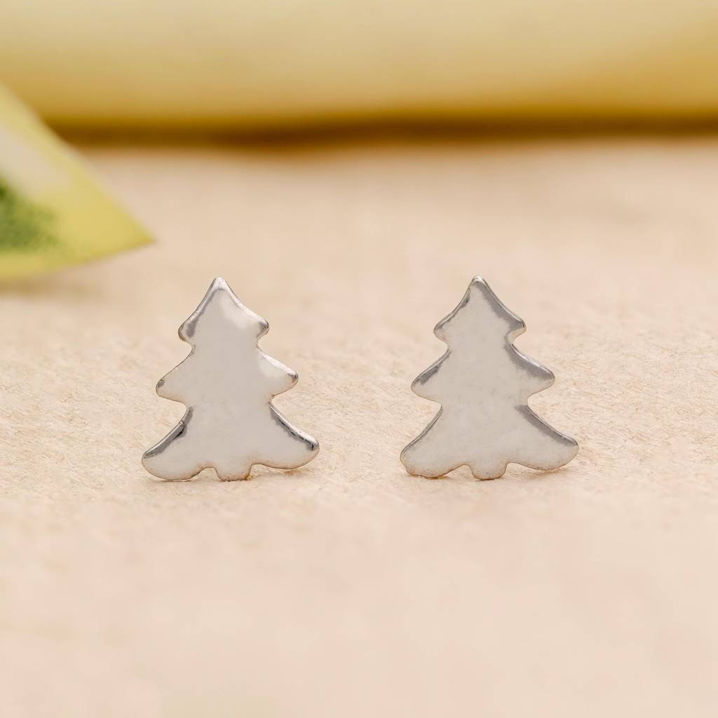 925 Silver Christmas Tree Studs | Festive Holiday Gift : SE_000804