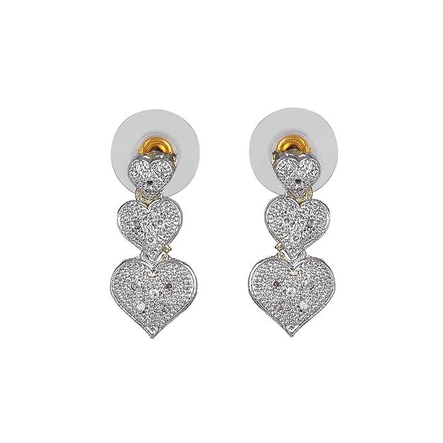 ion Jewelry Heart Design Necklace Set For Women: Gold & Rhodium Plated Elegant Heart Shape Necklace S : OSAKCOM014-2TNWENKERBRRN