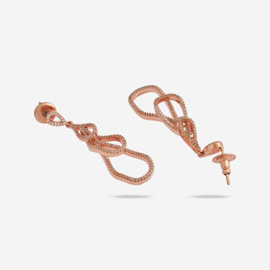 Kushal'S Fashion Jewellery White Rose Gold-Plated Party Zircon Drop Earrings-169469 : 407939