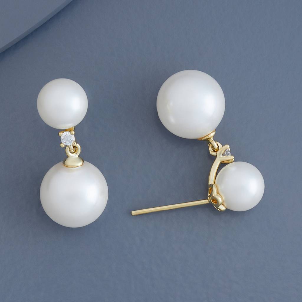 Kushal'S Fashion Jewellery Pearl Gold-Plated Party Trendy Zircon  Drop Earrings -179224 : 429020