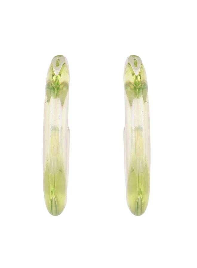 Resin Green Gradient Hoop Earrings : 8905124526097