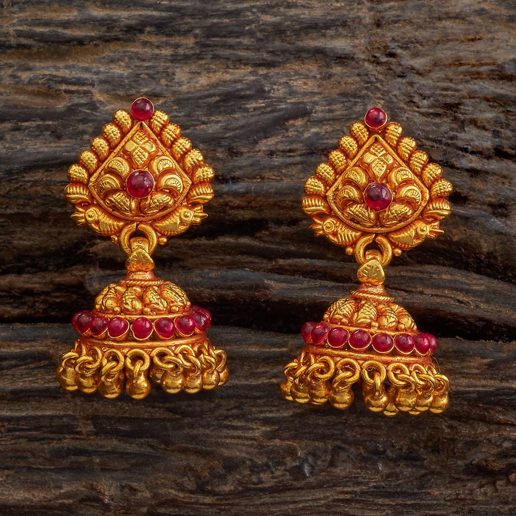 Kushal'S Fashion Jewellery Gold-Plated Ethnic 92.5 Pure Silver Temple Jhumkas-174134 : 417963