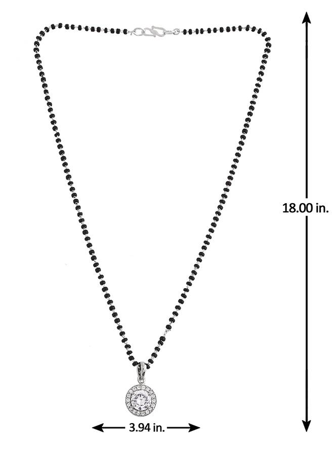 Sparkling Essentials White Round Cz Studded Silver Mangalsutra Set : 8905124495058