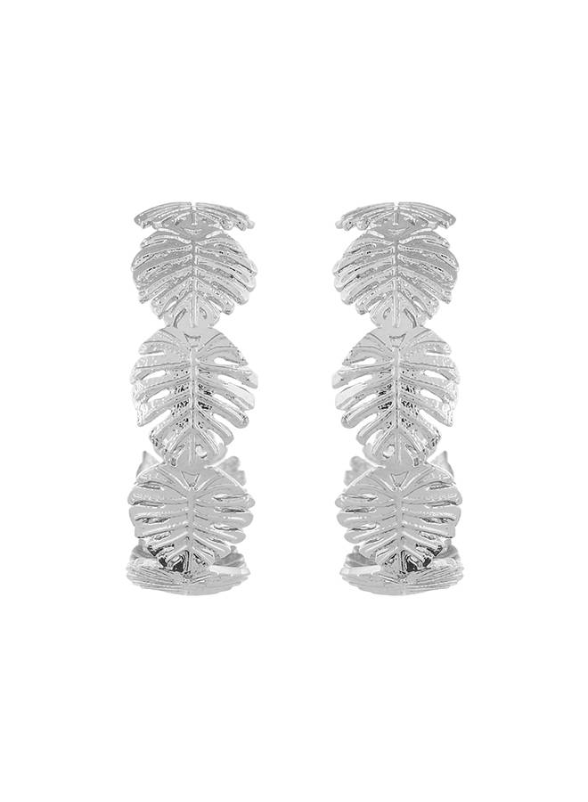 Voylla Hawaii Monstera Silver Hoops : 8905124524031
