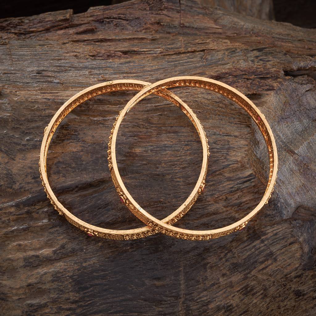 Kushal'S Fashion Jewellery Ruby Gold-Plated Ethnic Antique Bangle-176360 : 422637