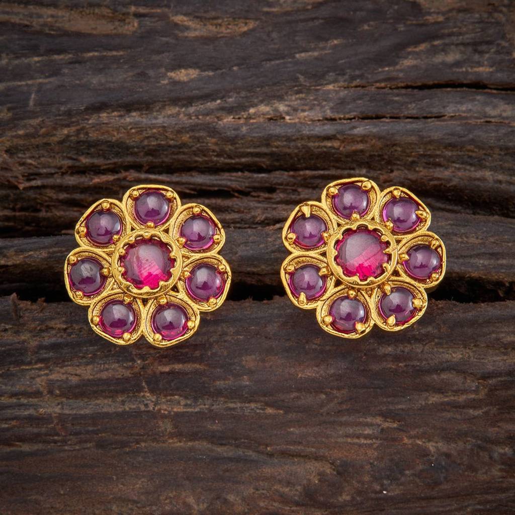 Kushal'S Fashion Jewellery Ruby Gold-Plated Ethnic Antique Studs-410557 : 410557