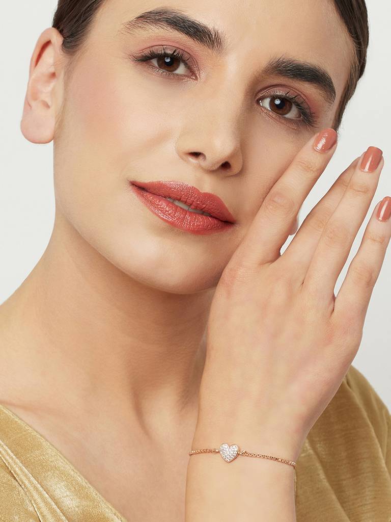 Gold Plated Faux Kundan Adorned Chain Style Brass Bracelet : 8905124457148