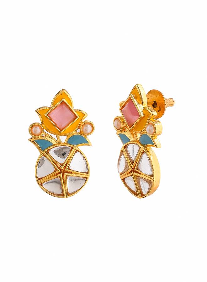 Forever More Floral Pink Stone And Pearl Earrings : 8905124498479