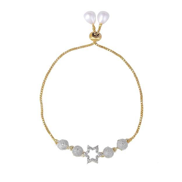 lry Combo Of Pendant Set For Women: Gold & Rhodium Plated Timeless Luxury White American Diamond Star : OSAKCOM011-2TNWEPDERBRFN