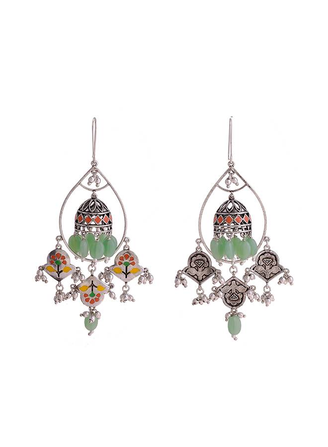 Bagh E Fiza Gul Khile Drop Earrings : 8907617929316
