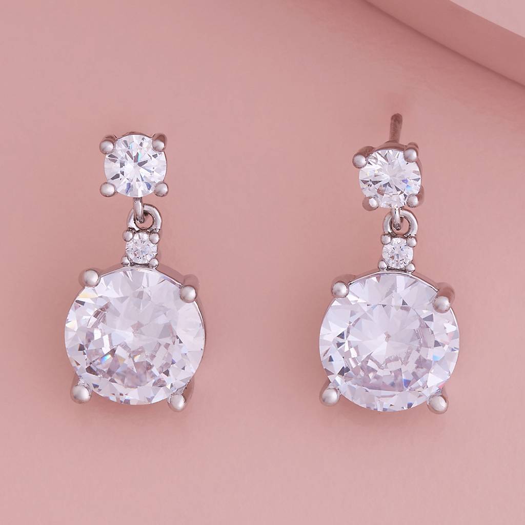 Kushal'S Fashion Jewellery White Plated Casual Wear Trendy Zircon Earring-179212 : 429043