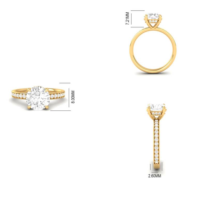 Classic Round Cut Moissanite Wedding Ring In 14K Gold Plated : TGDR-636-R-6