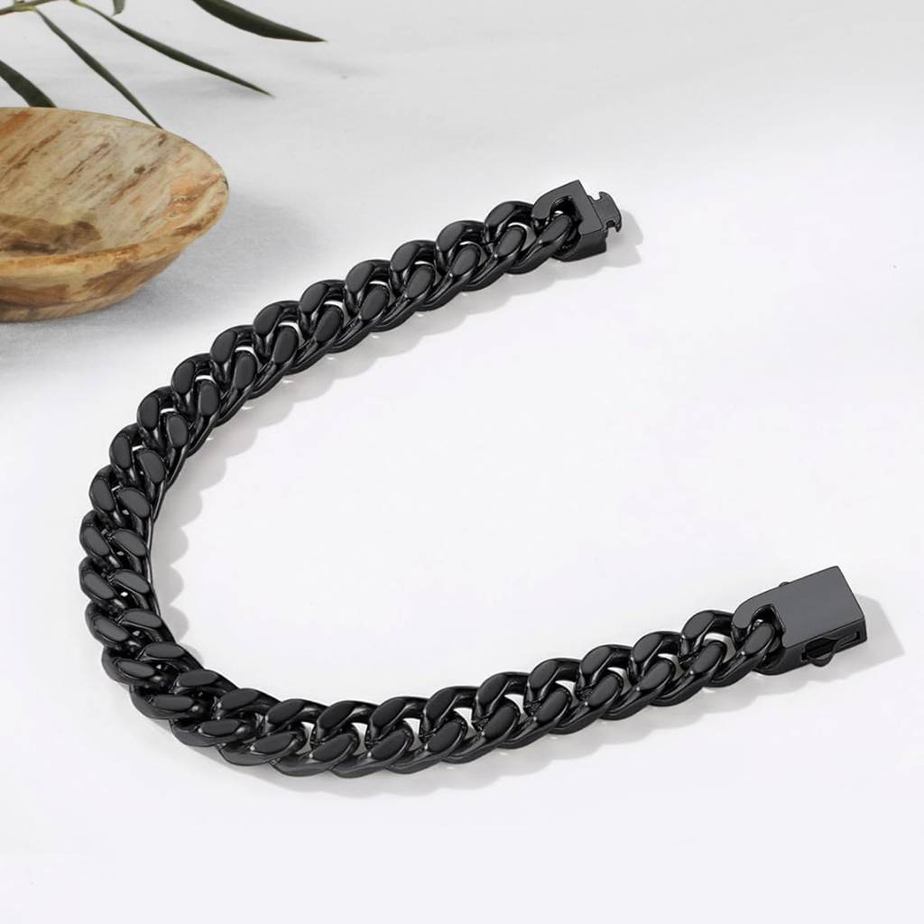 Stainless Steel Metal Black Bracelet Stylish Openable Fancy Design Jewellery Gift For Men Boys : PX5SB73B