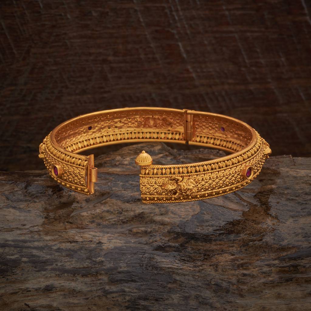 Kushal'S Fashion Jewellery Ruby Gold-Plated Ethnic Antique Bangle-181915 : 434554