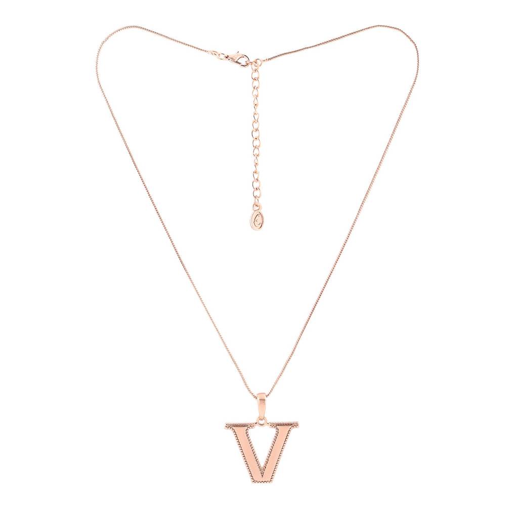 Estele Rosegold Plated V Letter Charm Pendant For Women : 1009-VPENDANT