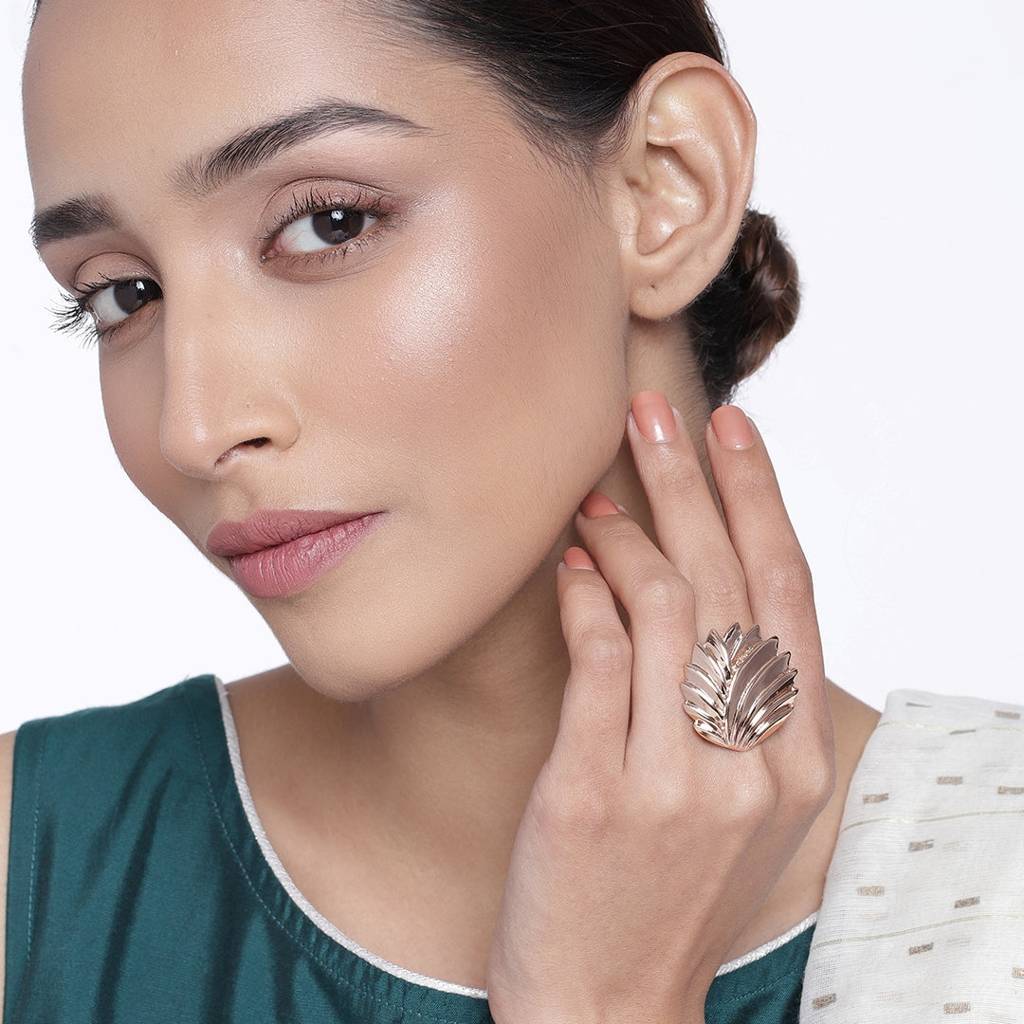 Estele Rosegold Plated Modern Cacti Designer Ring For Women : 528-IGRING